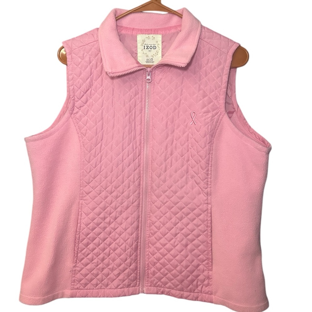 Pink Quilted Izod Breast Cancer Awareness Vest Women’s Large